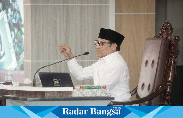 Wakil Ketua DPR RI bidang Korkesra, Abdul Muhaimin Iskandar bersilaturahmi ke Kantor Pusat Majelis Tafsir Alquran (MTA), di jalan Ronggowarsito, Timuran, Banjarsari, Surakarta, Jawa Tengah, Minggu, 5 November 2023 pagi