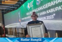 Kepala Bidang Kesehatan Masyarakat Dinas Kesehatan Kabupaten Lamongan Indra Tsani, pada acara malam penganugerahan tanda penganugerahan Swasti Saba Kabupaten/Kota Sehat dan STBM 2023, Selasa (28/11) di Hotel Indonesia Kempinski malam.