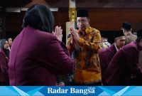 Bupati Muhdlor saat menghadiri acara Pelantikan Pimpinan Cabang Ikatan Mahasiswa Muhammadiyah (IMM) di Pendopo Delta Wibawa pada Sabtu (13/1/2024) (IST)