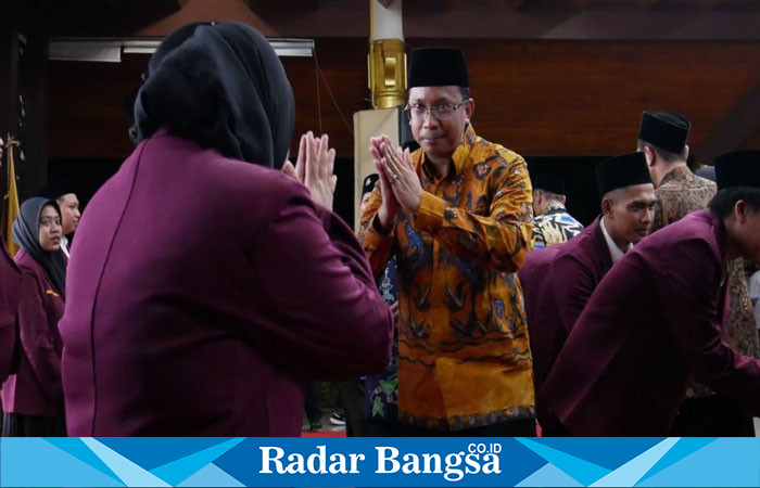 Bupati Muhdlor saat menghadiri acara Pelantikan Pimpinan Cabang Ikatan Mahasiswa Muhammadiyah (IMM) di Pendopo Delta Wibawa pada Sabtu (13/1/2024) (IST)