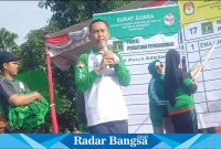 Ketua DPC PPP Kota Mojokerto Mayor Inf ( Purn) saat sosialisasi di Alun alun Kota Mojokerto (Dok foto IST)