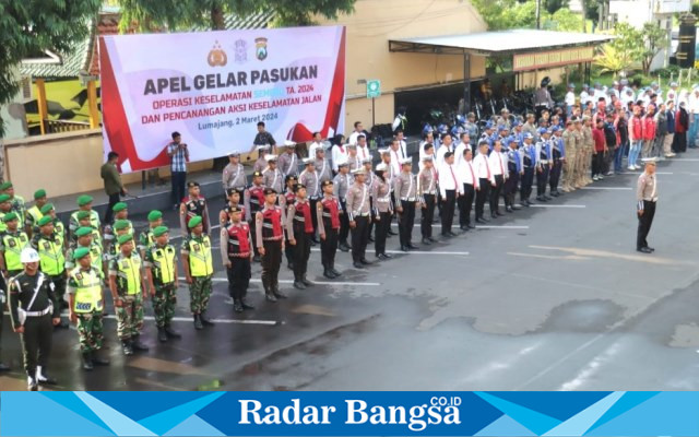 Polres Lumajang saat Apel Gelar Pasukan Operasi Keselamatan Semeru 2024, di halaman Mapolres Lumajang, Sabtu (2/3). (Dok istimewa)