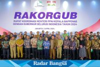 Pj  Gubernur Jawa Timur Adhy Karyono hadir dalam Rapat Koordinasi Menteri Perencanaan Pembangunan Nasional (PPN) / Kepala Badan Perencanaan Pembangunan Nasional bersama seluruh Gubernur se-Indonesia (Rakorgub 2024) di Ballroom The Ritz Carlton Hotel Mega Kuningan, Jakarta, pada Selasa (2/4).