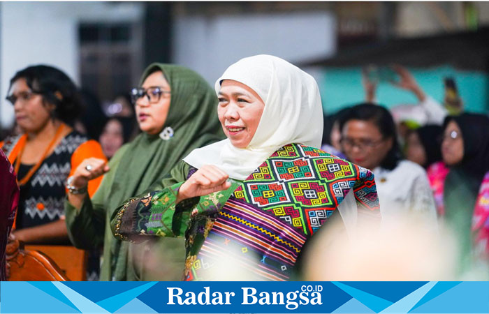  Ketua Umum Muslimat NU, Khofifah Indar Parawansa, saat menghadiri acara Halal bi Halal dan peringatan Harlah ke-78 Muslimat NU di Daratan Timo (IST)