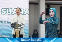 Bupati Lamongan Yuhronur Efendi saat membuka lomba paduan suara Pemberdayaan dan Kesejahteraan Keluarga (PKK) Kabupaten Lamongan, Selasa (4/6) di Pendopo Lokatantra,  (IST)