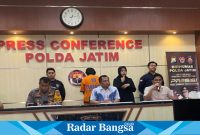 Konferensi Pers Polda Jatim terkait kasus penngungkapan dan penangkapan tindak pidana ITE terkait kesusilaan dan/atau pornografi (IST)