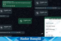 Tangkapan layar chat WhatsApp pelaku penipuan mengatasnamakan Kajari Lamongan, Rizal Edison (IST)