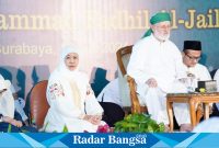 As Syeikh As Sayyid Prof. Dr. Mohammad Fadhil Al Jailani Al Hasani, didampingi Ketua Pembina Yayasan Khadijah, Khofifah Indar Parawansa, hadiri  kegiatan MPLS siswa siswi Yayasan Taman Pendidikan NU Khadijah Surabaya, pada Jumat (19/7) (IST)