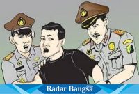 Ilustrasi karikatur oknum kades diamankan polisi. (Foto: Istimewa)