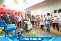 Bupati Banyuwangi, Ipuk Fiestiandani, mengunjungi pelatihan pembuatan silase di sebuah peternakan domba pada 6 Agustus 2024. Lima kelompok peternak mengikuti pelatihan. (IST)