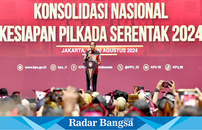  Presiden Jokowi Hadiri Rapat Konsolidasi Pilkada 2024, yang digelar di Jakarta Convention Center (IST)