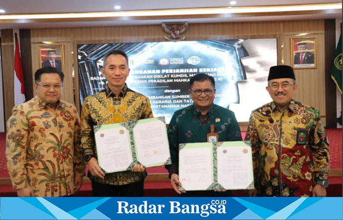 Perjanjian Kerja Sama yang berlangsung di Aula Badan Litbang Diklat Kumdil, MA, Megamendung, Kabupaten Bogor.