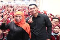 Khofifah Indar Parawansa menyapa ribuan pekerja di MPS PT Warahma Biki, Kecamatan Widang, Kabupaten Tuban, pada Sabtu (28/9/2024). 