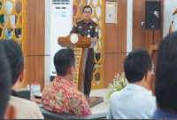 Kepala Kejaksaan Negeri Batu, Didik Adyotomo, SH, MH, CSS. Sedang sambutan dihadapan anggota APEL (ist)