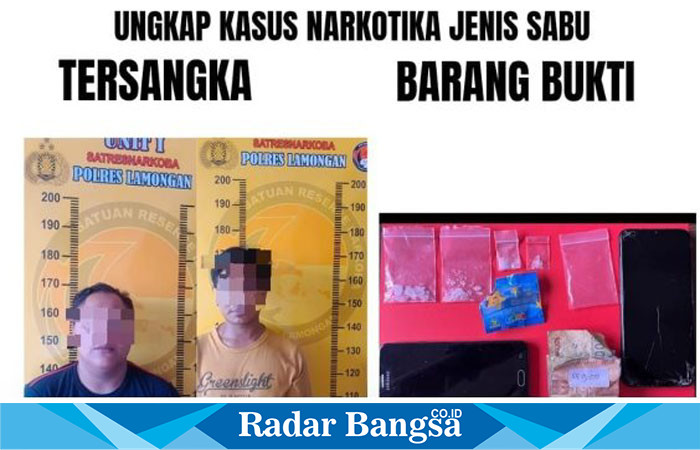 Tersangka dan Barang Bukti saat diamankan Polres Lamongan (ist)