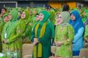 Ketua Umum Pimpinan Pusat Muslimat Nahdlatul Ulama Khofifah Indar Parawansa, menghadiri pelantikan bersama pengurus PAC dan ranting Muslimat NU se-Kabupaten Kediri di GOR Jayabaya (hms)