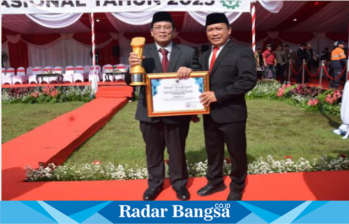 Wakil Bupati Lamongan saat menerima penghargaan K3 (IST)