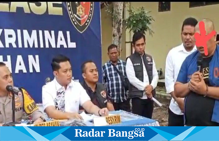 Polres Asahan amankan MHS terduga pelaku penipuan dan penggelapan. ( foto/istimewa)