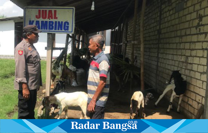 Anggota Polsekta Lamongan saat mengunjungi penjual Kambing di Desa Made (ist)