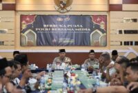 Kapolres Lamongan AKBP Bobby A. Condroputra, S.H., S.I.K., M.Si menggelar acara buka puasa bersama wartawan di Gedung SKJ Polres Lamongan (ist)
