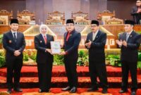 Gubernur Jawa Timur Khofifah Indar Parawansa menerima rekomendasi LKPJ 2024 dari DPRD Jatim dalam sidang paripurna (hms)