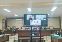 Proses sidang Online di lakukan oleh Pengadilan Tipikor Surabaya, pada  lima terdakwa korupsi KUR Bank Plat merah di kota Batu. (ist)