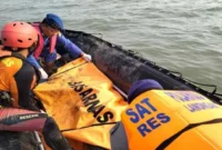 Tim SAR gabungan bersama masyarakat nelayan menyisir perairan Brondong, Lamongan dalam pencarian intensif hingga menemukan nelayan yang hilang dalam keadaan tak bernyawa.(Dok Ist)