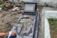 Batu nisan di Makam Ngentak yang di rusak (IST)