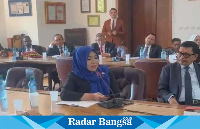 Anggota DPD RI, Lia Istifhama, menyampaikan pandangan dalam pertemuan resmi bersama Komite III DPD RI dan mitra kerja di Rumania, membahas peluang penempatan Pekerja Migran Indonesia (PMI) terampil ke kawasan Eropa Timur. | Foto Dok Ho/ RadarBangsa