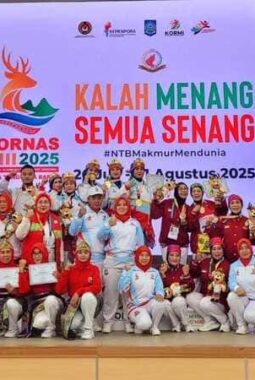 FORNAS VIII 2025: Jawa Timur Unggul dalam Jumlah Peserta Senam Tera, 15 Provinsi Berlaga di Mataram