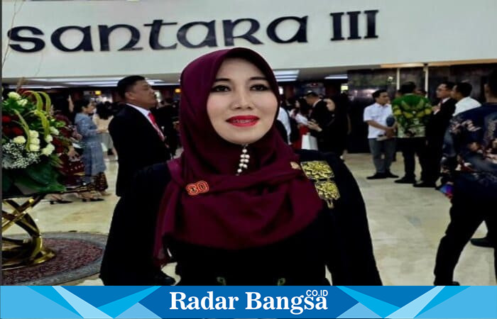 Ning Lia, Senator asal Jawa Timur, saat menghadiri peringatan HUT ke-80 Kemerdekaan RI di Kompleks Parlemen, Senayan, Jakarta. (Foto Dok Ho/RadarBangsa.co.id)