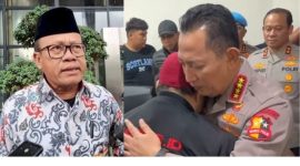 Ketua IPW Sugeng Teguh Santoso (kiri) dan Kapolri Jenderal Listyo Sigit Prabowo saat menyampaikan permintaan maaf kepada keluarga Affan Kurniawan, pengemudi ojol yang tewas terlindas rantis Brimob. (Dok Foto RadarBangsa)
