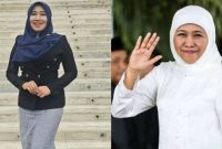 Lia Istifhama (kanan) dan Gubernur Jawa Timur Khofifah Indar Parawansa (kiri). Figur perempuan Jawa Timur yang konsisten mendorong optimisme dan kemajuan daerah. (Dok Foto RadarBangsa.co.id)
