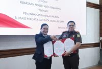 Wali Kota Semarang Agustina menandatangani perjanjian kerja sama dengan Kejaksaan Negeri Kota Semarang, Senin (25/8). (Foto Dok Ho/RadarBangsa.co.id)