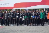 Sejumlah peserta dari perguruan pencak silat dan organisasi masyarakat turut hadir dalam Apel Kebangsaan dan Doa Bersama Jogo Lamongan yang digelar di Alun-Alun Lamongan, Kamis (4/9/2025). (Foto Dok Ho/RadarBangsa.co.id)