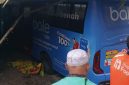 Bus Trans Semarang koridor IV.015 mengalami kecelakaan tunggal di kawasan Jalan RM Hadi Soebeno, Mijen, Kota Semarang, Jumat (26/9/2025). (Foto Dok Ho/RadarBangsa.co.id)