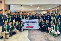 Pelepasan kloter pertama Ksatria dan Srikandi JNE beserta keluarga yang akan berangkat ke Tanah Suci dilakukan di Anara Hotel Terminal 3 Bandara Internasional Soekarno-Hatta (27/9) (Dok Jne)