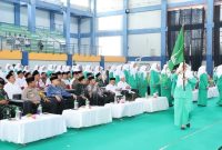 Tamu undangan bersama jajaran Forkopimda Lamongan menyaksikan prosesi pelantikan Pimpinan Cabang Fatayat NU Lamongan masa khidmat 2025–2030 di Sport Center Lamongan, Jumat (5/9/2025). (Foto Dok Ho/RadarBangsa.co.id)