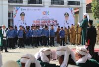 Suasana upacara peringatan Hari Jadi ke-1096 Kabupaten Pasuruan di halaman Dinas Pendidikan, Kamis (18/9/2025). (Foto Dok Ho/RadarBangsa.co.id)