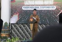 Bupati Madiun Hari Wuryanto menandatangani nota kesepahaman bersama Bapas Kelas II Madiun dan Laznas Nurul Hayat di Pendopo Muda Graha, Selasa (23/9/2025). (Foto Dok Ho/RadarBangsa.co.id)