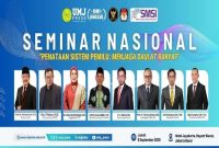 Poster Seminar Nasional UMJ bertema Penataan Sistem Pemilu Menjaga Daulat Rakyat yang digelar 5 September 2025 di Jakarta (Foto DoK smsi)