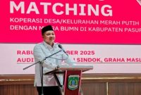 Bupati Pasuruan Rusdi Sutejo saat membuka forum business matching Koperasi Desa/Kelurahan Merah Putih dengan sejumlah BUMN di Auditorium Mpu Sindok, Komplek Kantor Bupati Pasuruan. (Foto Dok Ho/RadarBangsa.co.id)