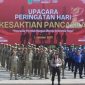 Peserta upacara dari unsur TNI, Polri, Satpol PP, dan organisasi masyarakat tampak berbaris rapi dalam peringatan Hari Kesaktian Pancasila di halaman Kantor Bupati Pasuruan, Rabu (1/10/2025). (Foto Dok Ho/RadarBangsa.co.id)