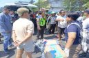 Petugas Polsek Semarang Tengah dan Unit Laka Lantas Polrestabes Semarang saat melakukan olah TKP di lokasi kecelakaan di Jalan MH Thamrin, Semarang, Selasa (14/10/2025). (Foto Dok Ho/RadarBangsa.co.id)