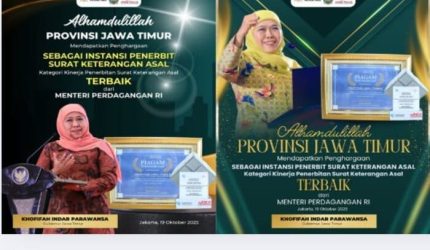 Khofifah IPSKA Award Jadi Bukti Layanan Ekspor Efisien
