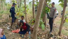 Polisi bersama warga saat melakukan pengecekan di area hutan jati, Kecamatan Tikung, Lamongan, Jumat (3/10/2025). (Dok Foto Ho/RadarBangsa.co.id)