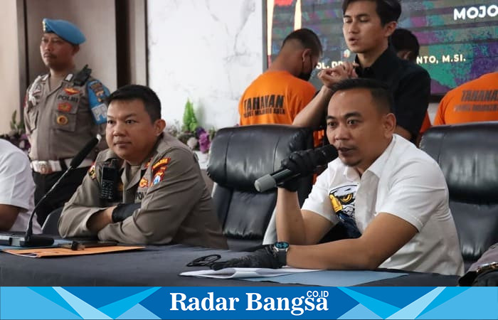 Polres Mojokerto Kota gelar pers rilis hasil ungkap peredaran Narkoba golongan 1. (Foto Dok Ho/RadarBangsa.co.id)