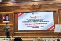 Wakil Bupati Bangkalan Moh. Fauzan Ja’far menghadiri tasyakuran penganugerahan gelar Pahlawan Nasional untuk Syaichona Mohammad Cholil di Gedung Negara Grahadi, Surabaya. (Foto Dok Ho/RadarBangsa.co.id)