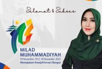 Dr. Lia Istifhama menyampaikan selamat Milad ke-113 untuk Muhammadiyah. (Foto Dok Ho/RadarBangsa.co.id)
