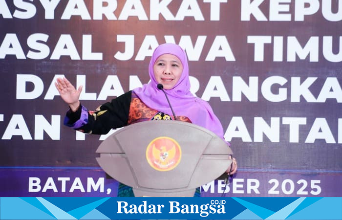 Gubernur Khofifah menghadiri silaturahmi dengan masyarakat Jatim di Kepri. (Foto Dok Ho/RadarBangsa.co.id)